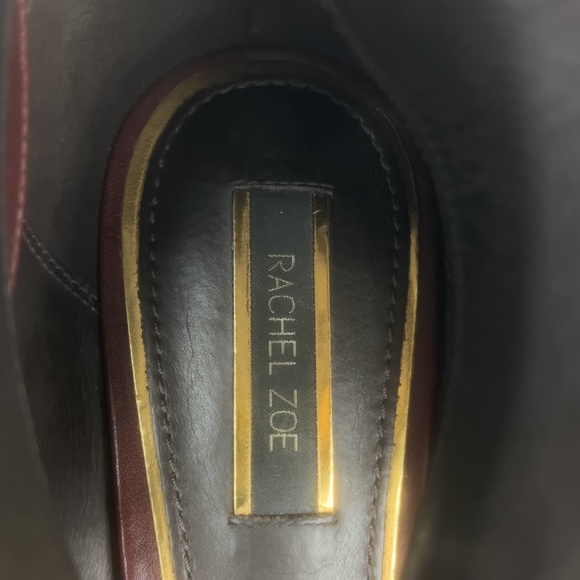 RACHEL ZOE BURGUNDY LEATHER ANKLE STRAP HEELS - Picture 8 of 9